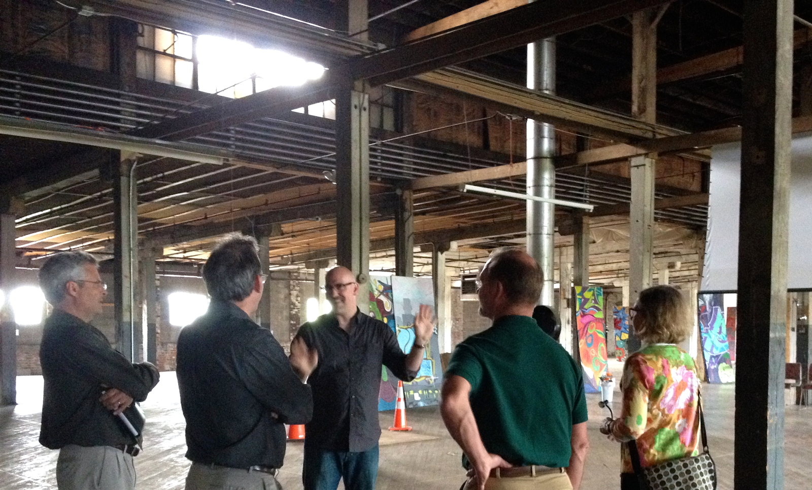 group touring the idea foundry interior