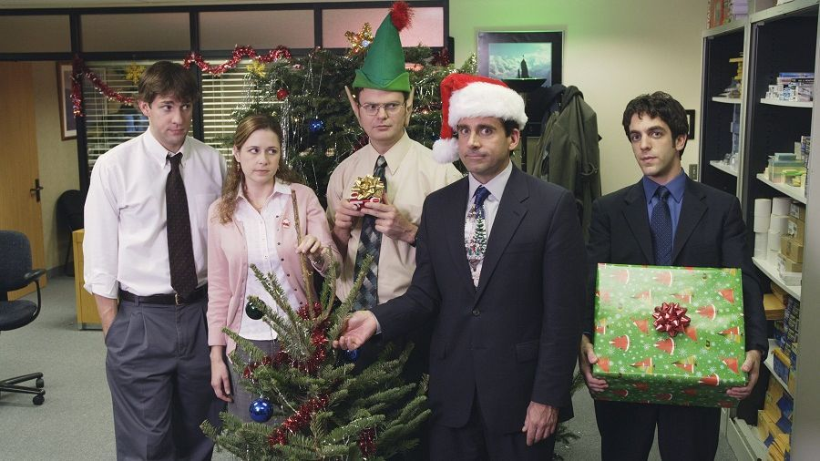 still from the office showing an office christmas party