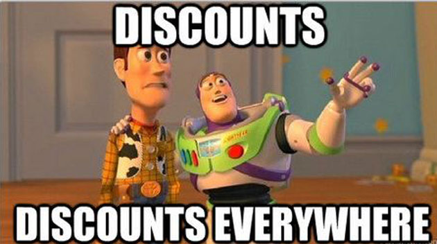 discounts, discounts everywhere meme