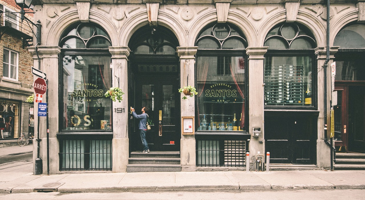 storefront space with man looking
