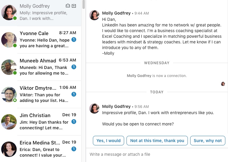 Linkedin messages are more effective than emails