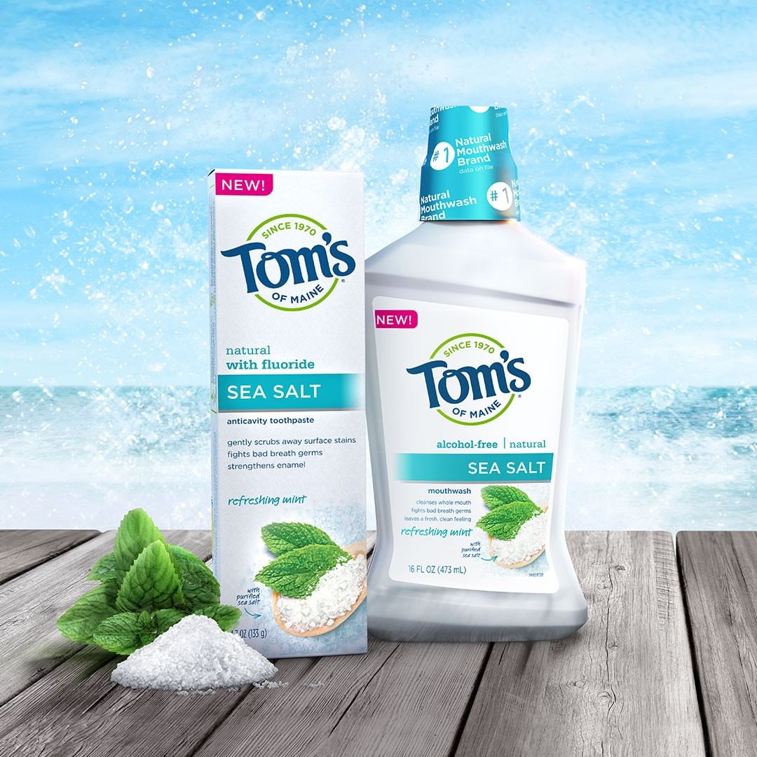 Tom's of Maine Natural Sea Salt Toothpaste and mouthwash