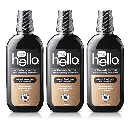 Hello Activated Charcoal mouthwash is all black and uses the activated charcoal to freshen breath.