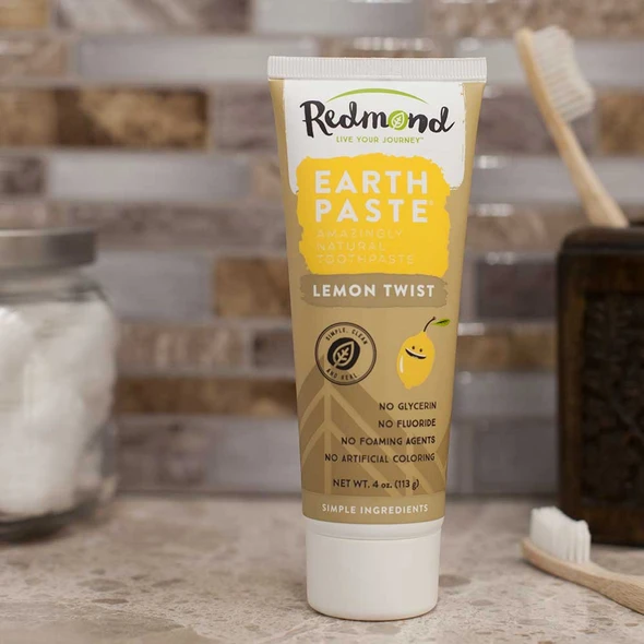 A Lemon Twist flavored Earth Paste toothpaste from Redmond.