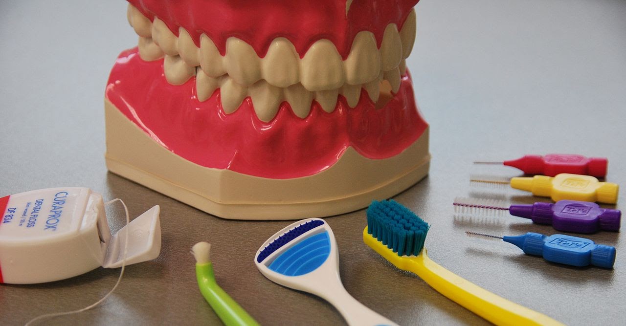A selection of dental products sit waiting to be used.