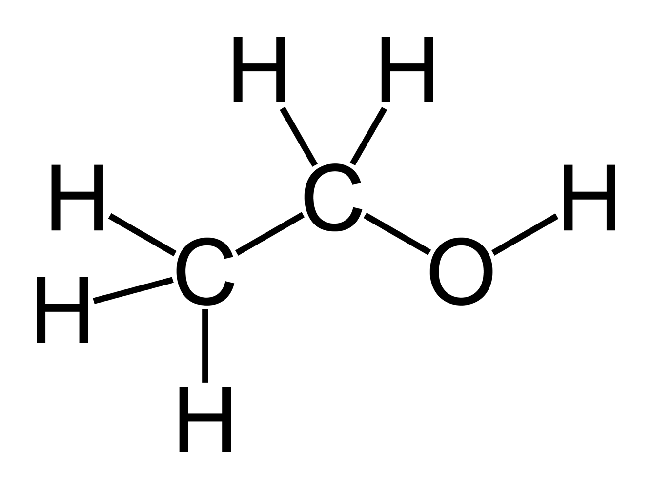 A depiction of ethanol, the alcohol in some mouthwash.