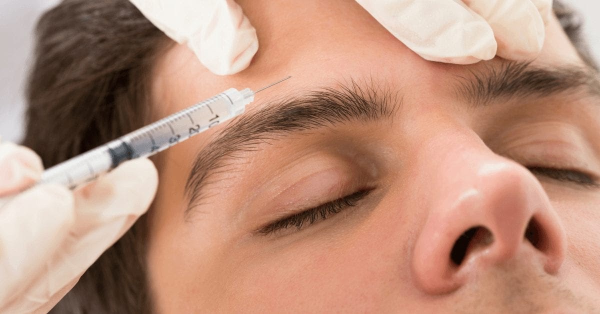 patient receiving botox in the forehead