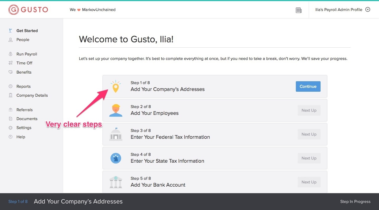gustos onboarding checklist walkthrough onboarding checklist