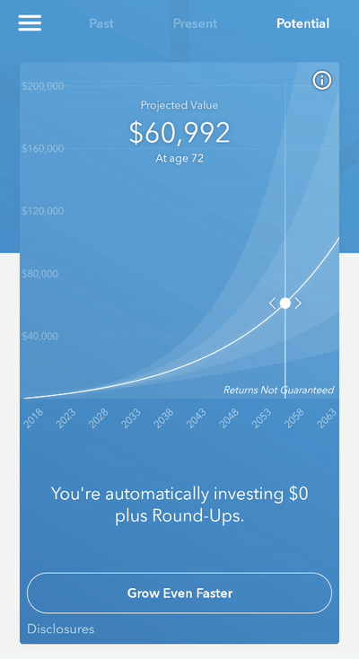 Acorn's mobile app shows projected value of users' accounts