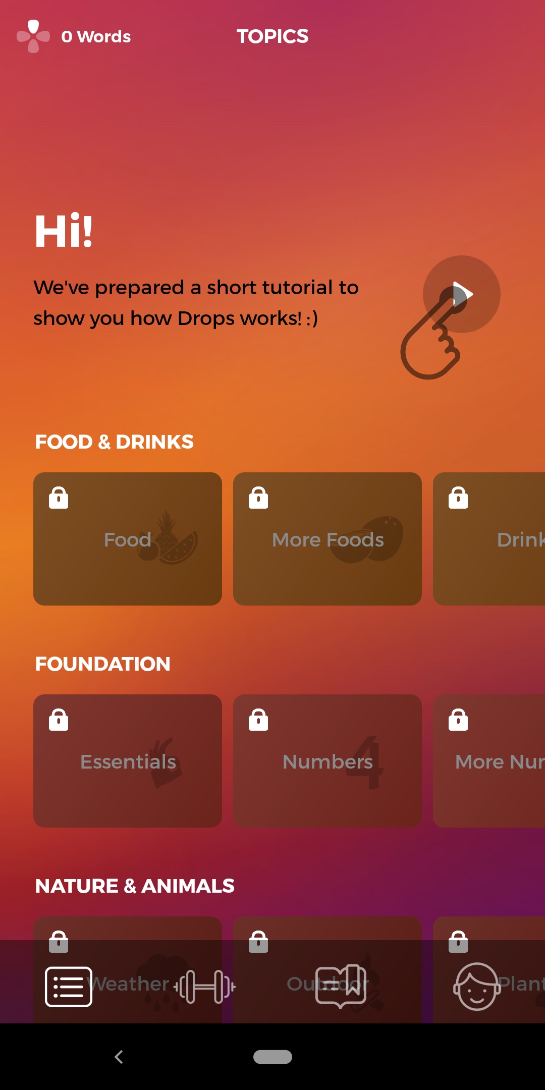 Drops then brings users through a short tutorial of how to use the app
