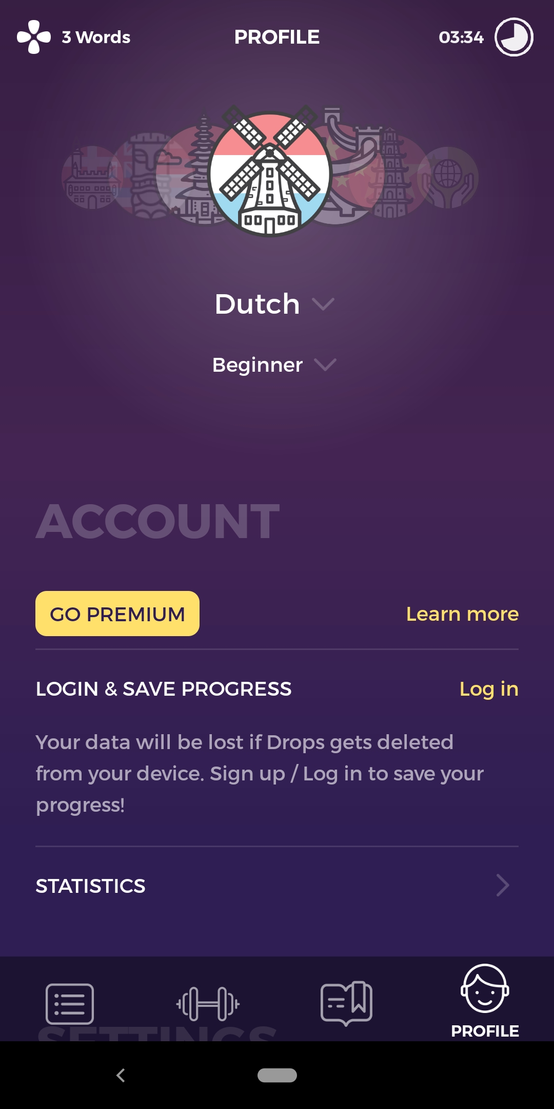 Drops then shows users their profile screen in their mobile app