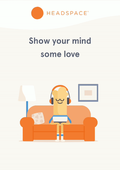 Headspace's welcome screen on their mobile app