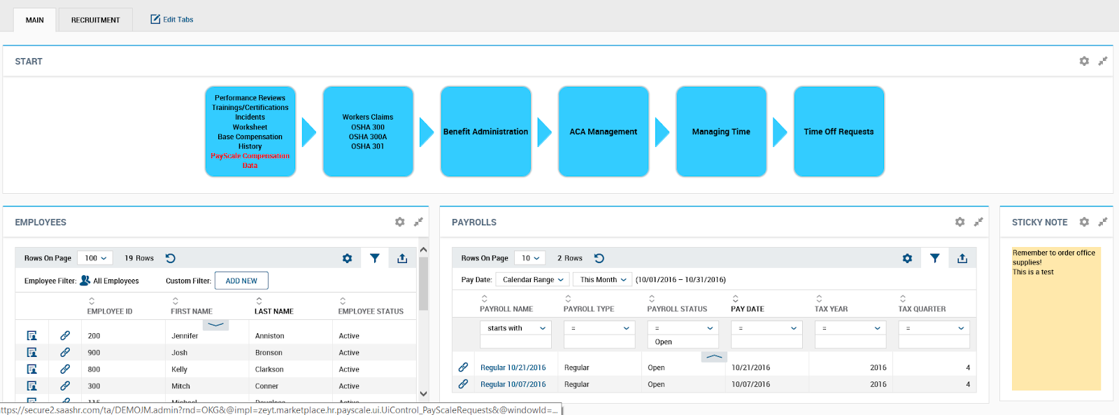 Kronos Workforce Ready Administrator Dashboard Screenshot