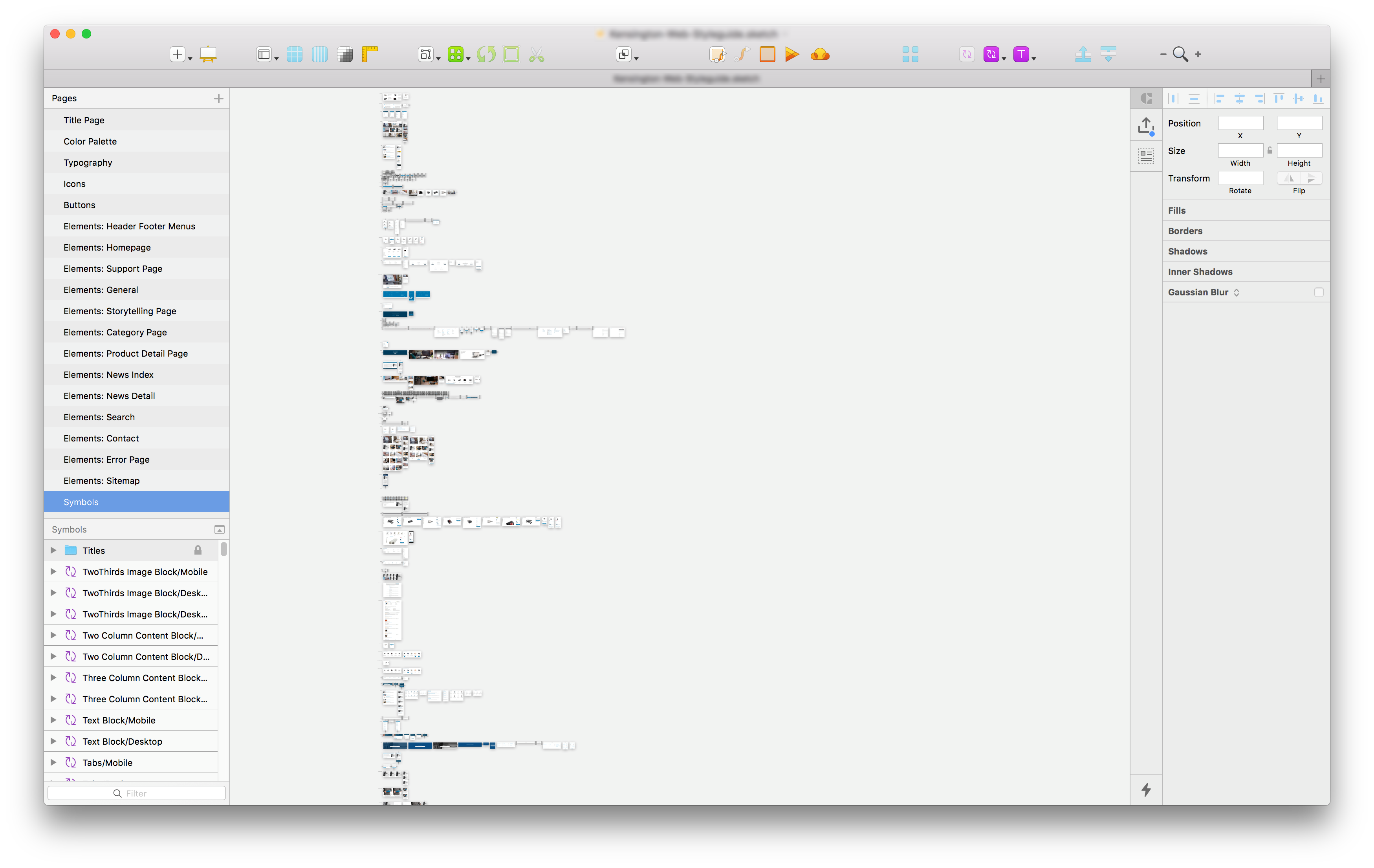 An early instance of the Design System with 270+ cascading symbols and 10+ base page types.