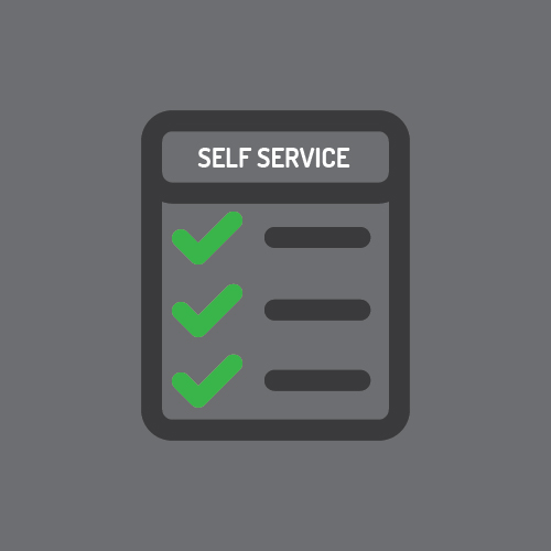 Vector image of checklist with "Self Service" as the header
