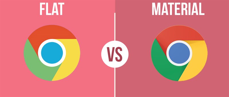 Google Chrome logo in both flat and material design