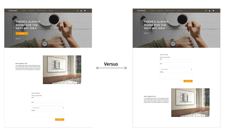 Before and after comparison screen grabs of the campaign page with edits based on the results of the Hotjar data.