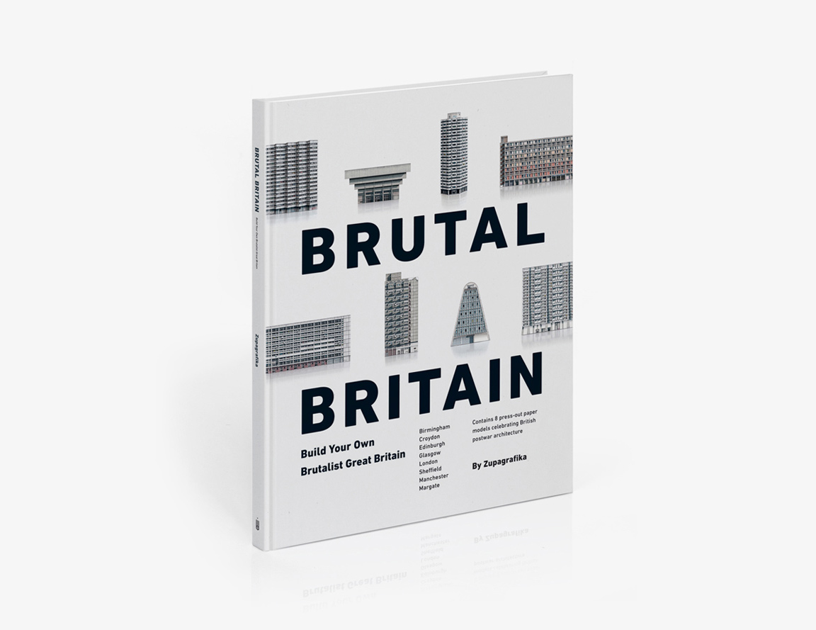 Brutal Britain, pop-out brutalist paper model book by Zupagrafika