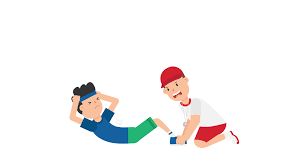 Cartoon men doing situps