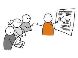 Cartoon people having a meeting