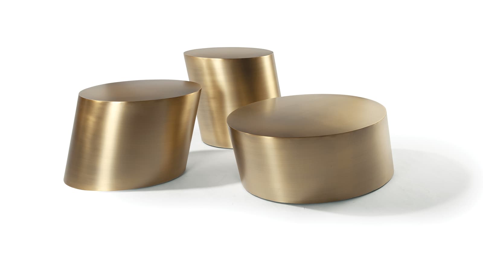 Pisa Drum Tables in Brushed Bronze