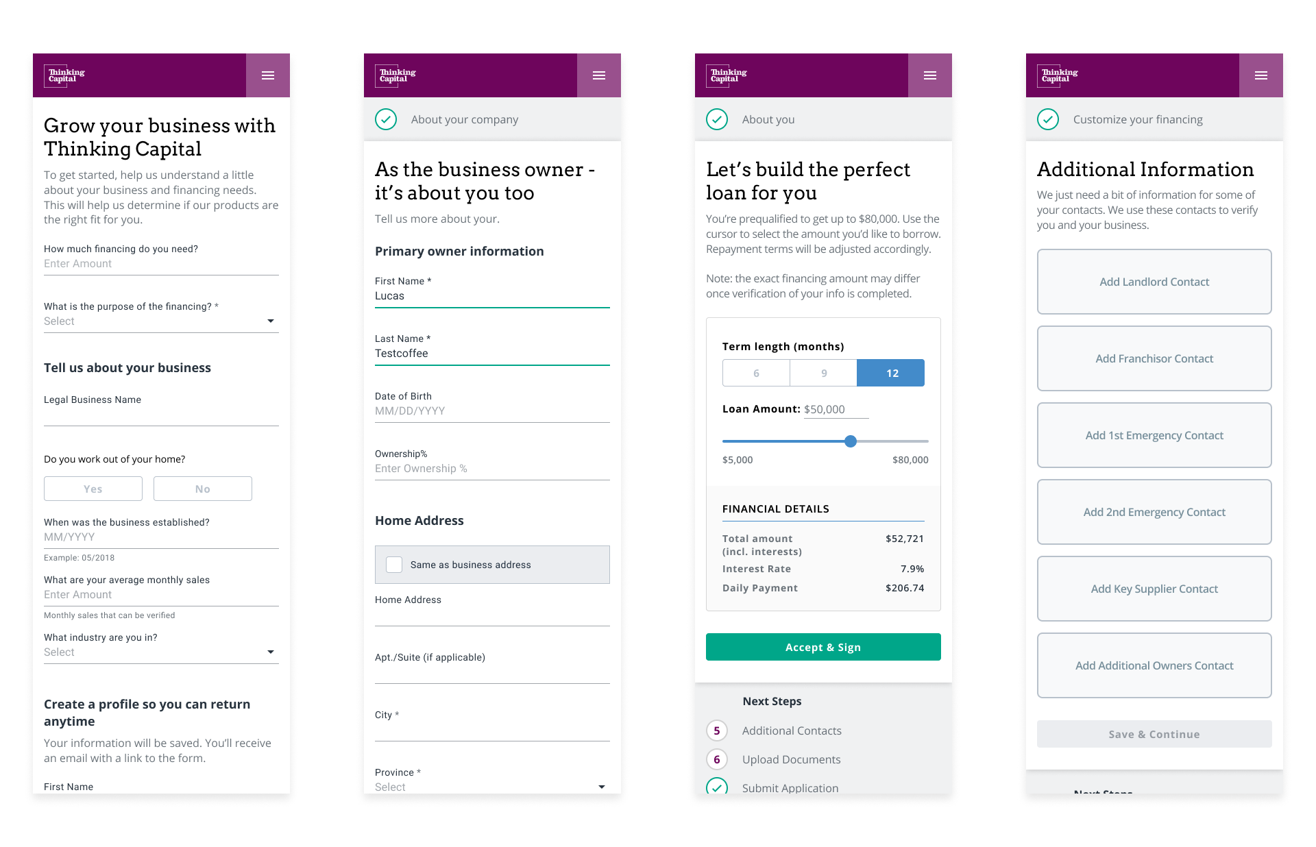 Mobile Application Screens
