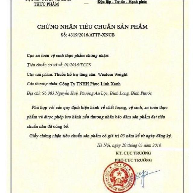 Giấy chứng nhận thực phẩm an toàn