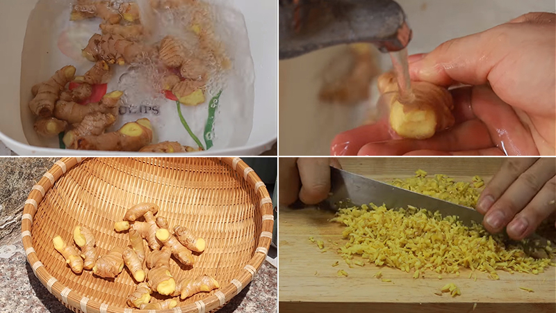 Gừng băm nhỏ để ngâm cùng mật ong