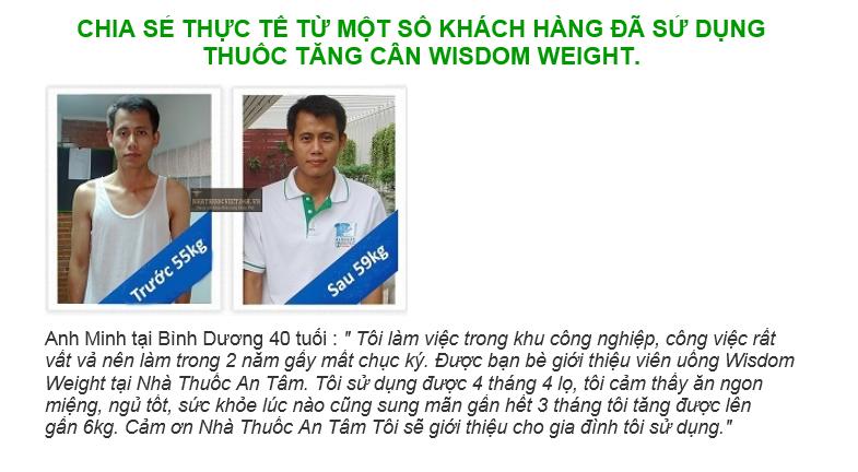 Phản hồi của khách hàng sau khi dùng thuốc tăng cân Wisdom Weight 1