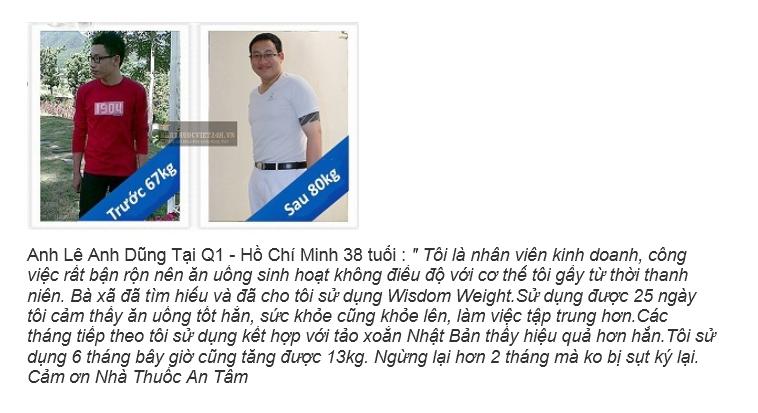 Phản hồi của khách hàng sau khi dùng thuốc tăng cân Wisdom Weight 2