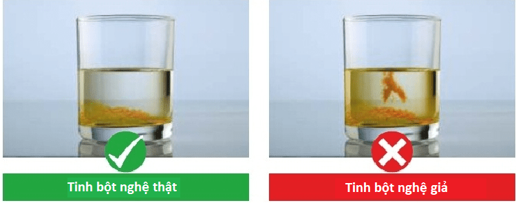 Cách nhận biết tinh bột nghệ thật bằng nước