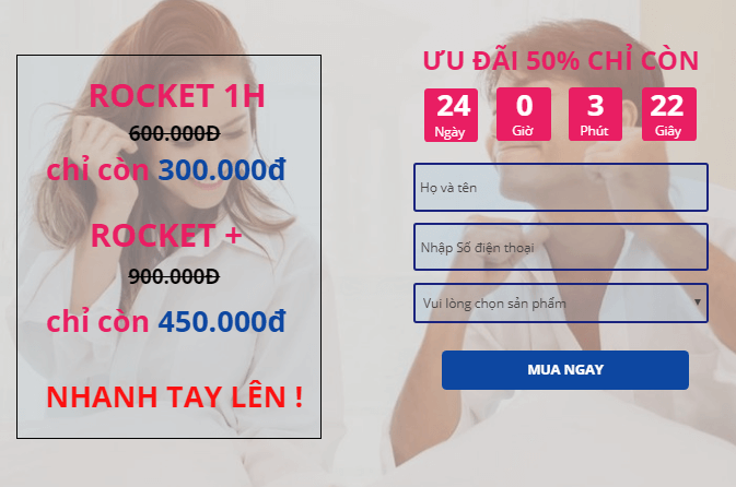 Mời bạn nhanh tay đặt hàng - Ưu đãi Rocket 1h chỉ còn 24 ngày