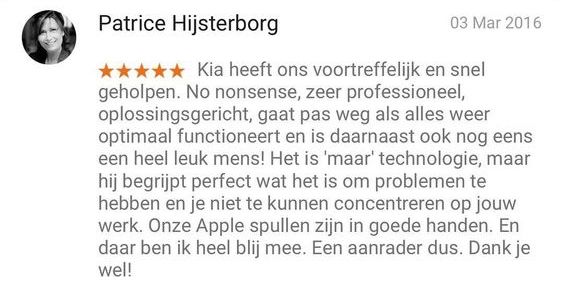 A fantastic review by the client I was with earlier today!!