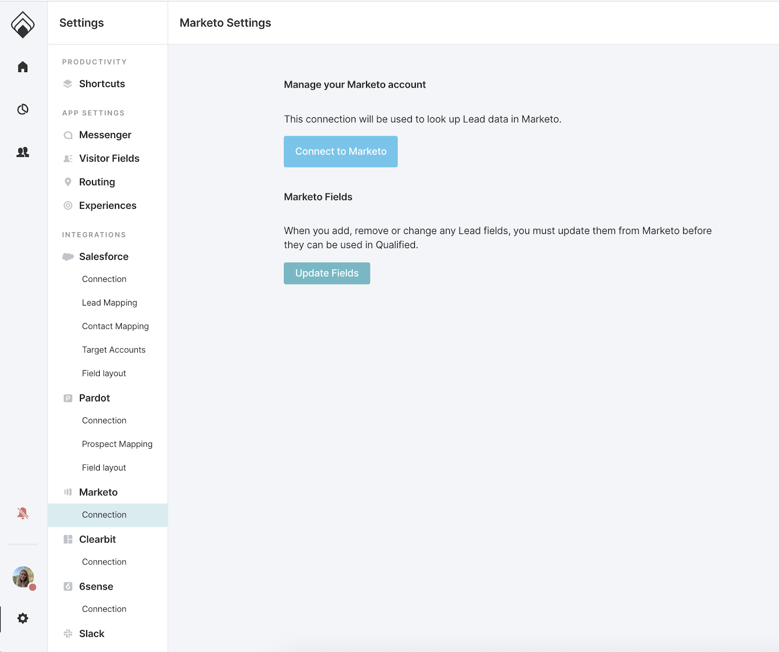 Connect Marketo to AppExchange Chat within the Qualified App Settings