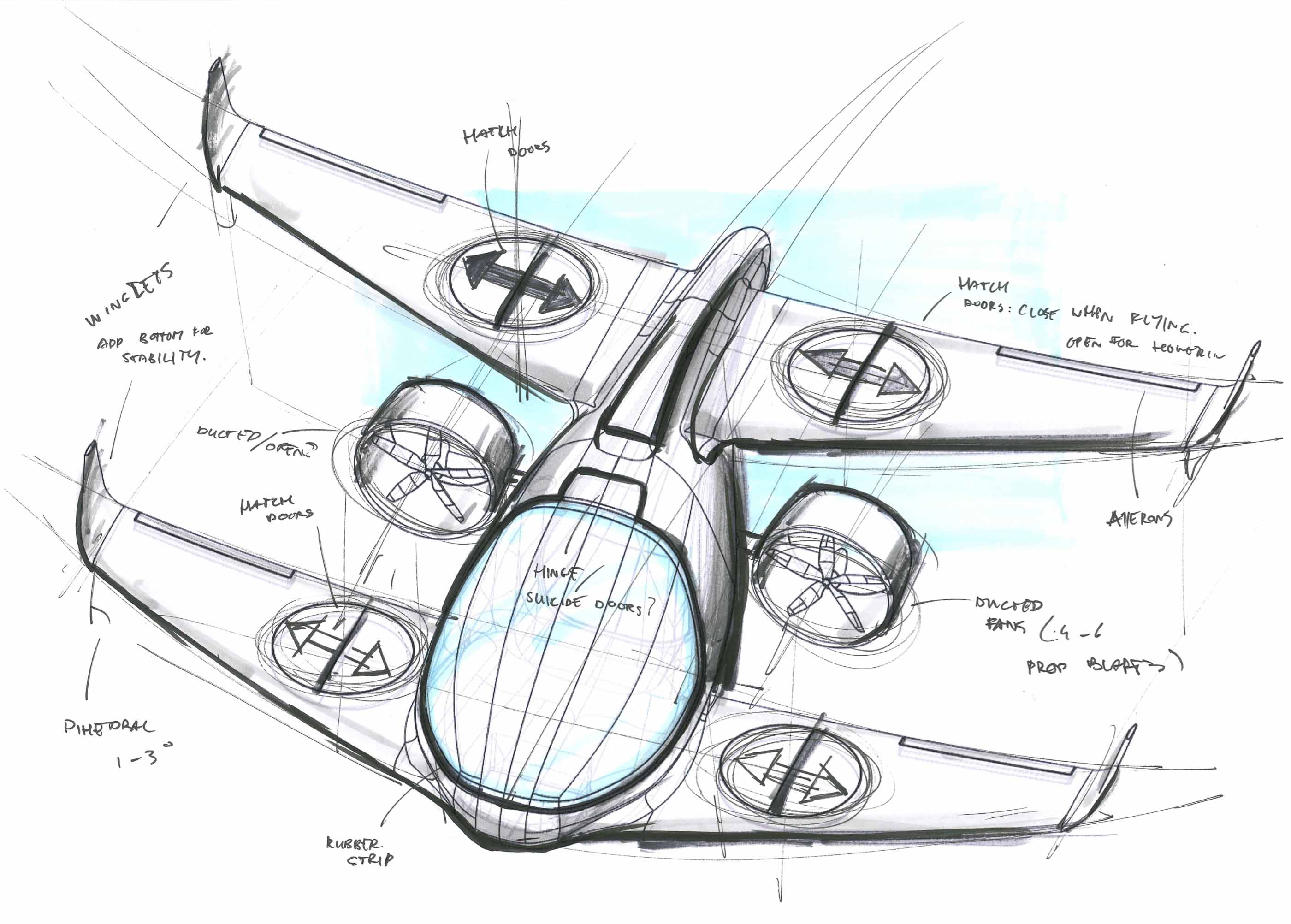 sketch of avy wing drone