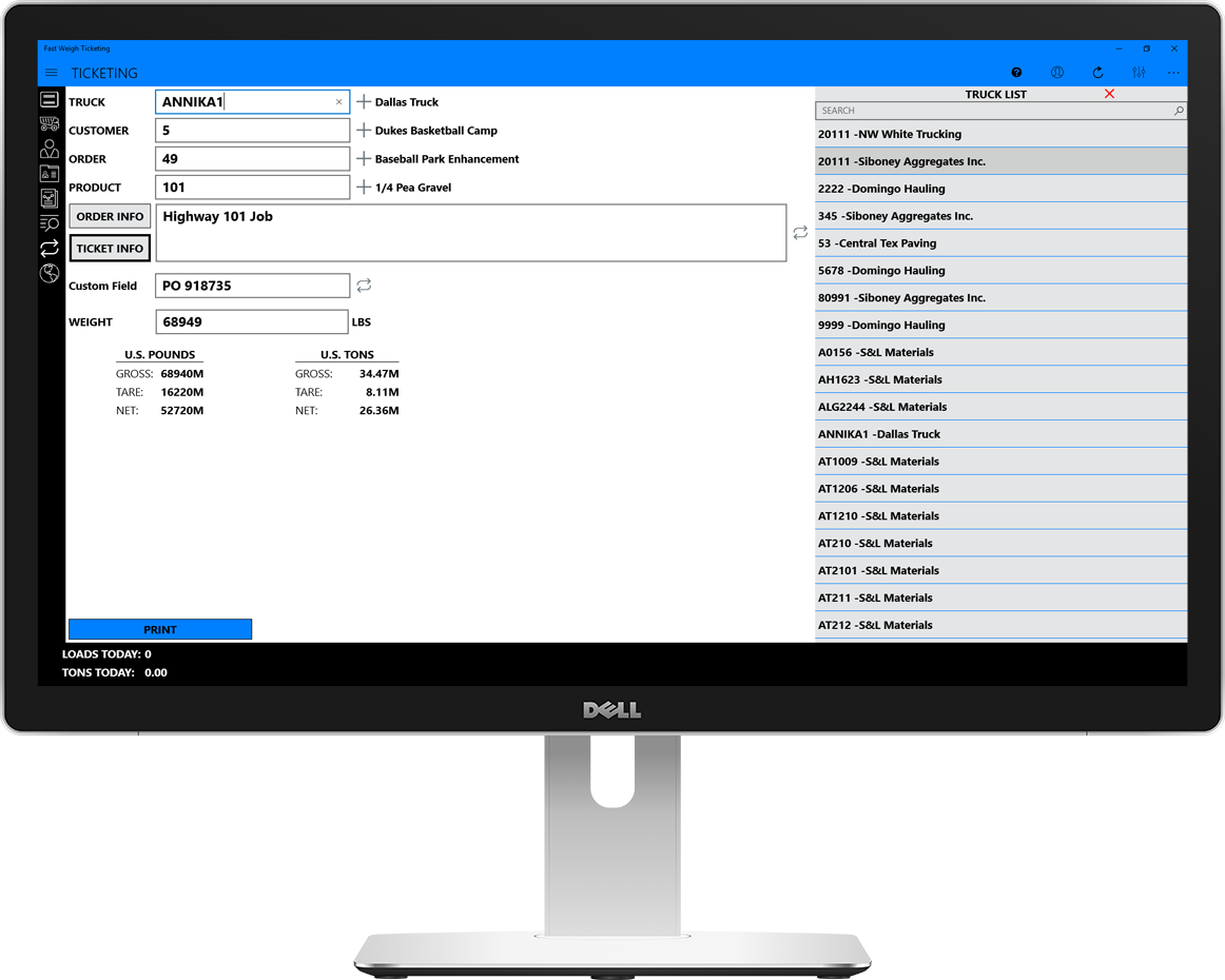 FastWeigh for Producers Truck Scale Ticketing & Dispatching Software