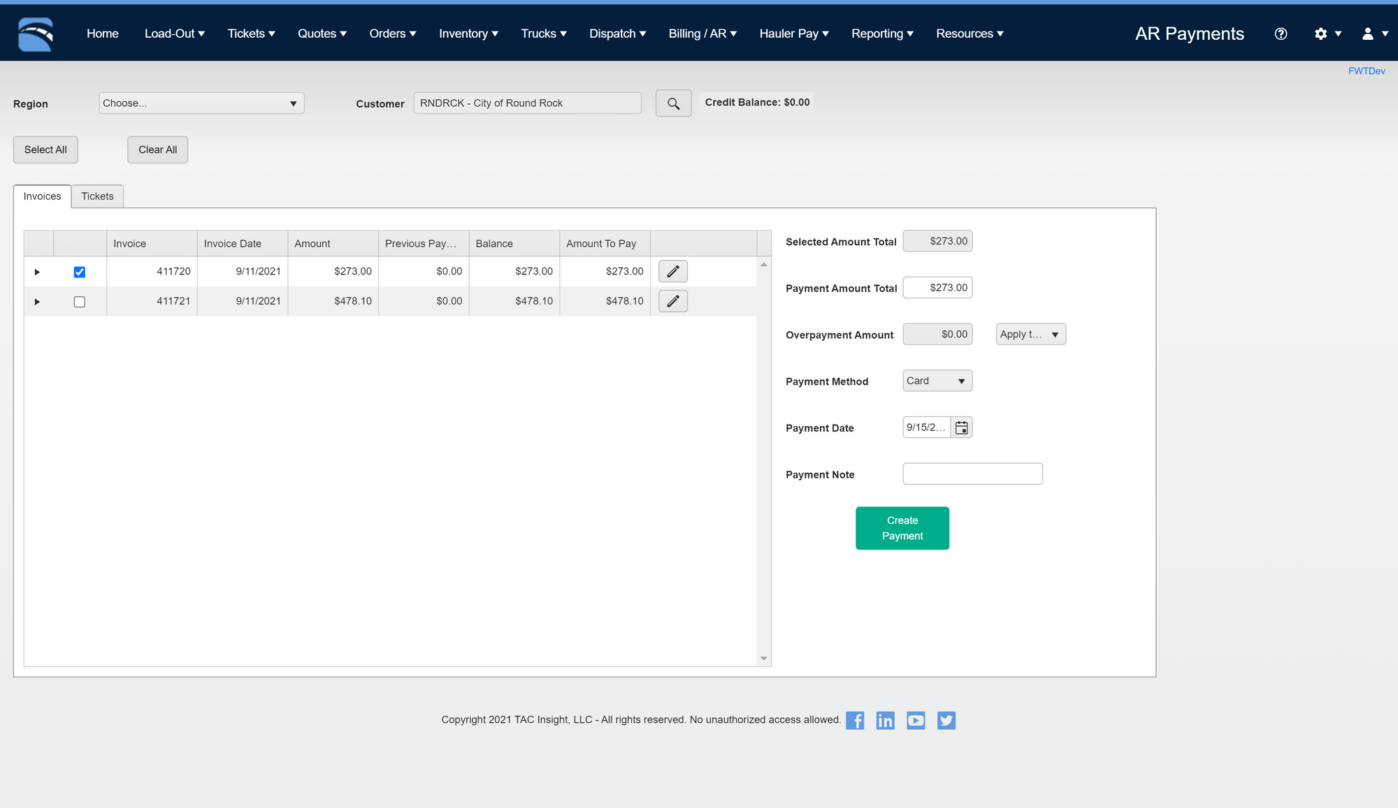 Truck Scale Ticketing & Dispatching Software AR & Payments Processing