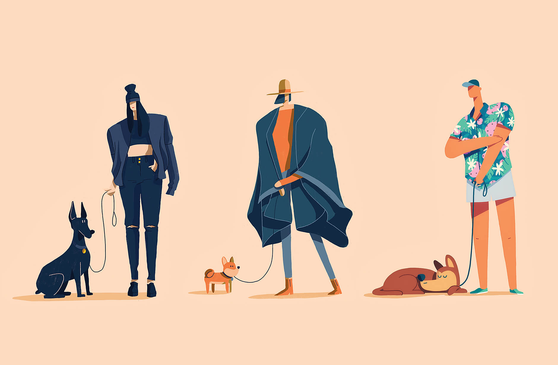 Illustration series Year Of The Dog Walker celebrating street fashion