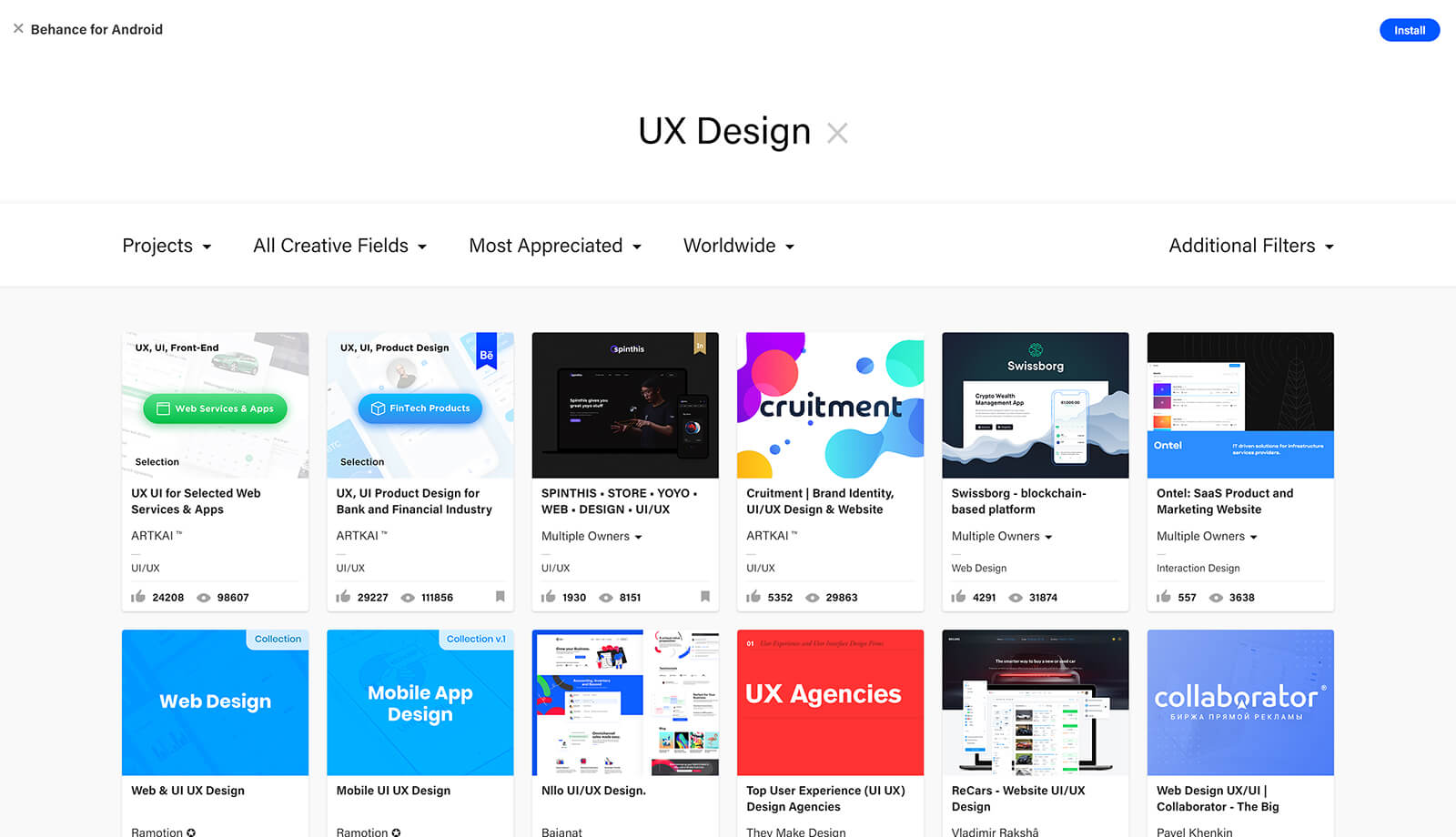 Behance webdesign inspiratie