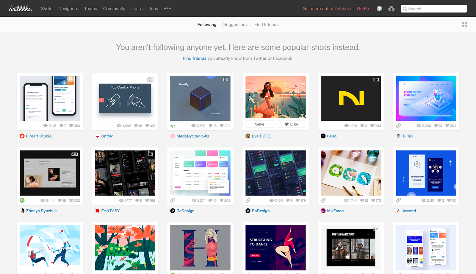 Dribbble webdesign inspiratie