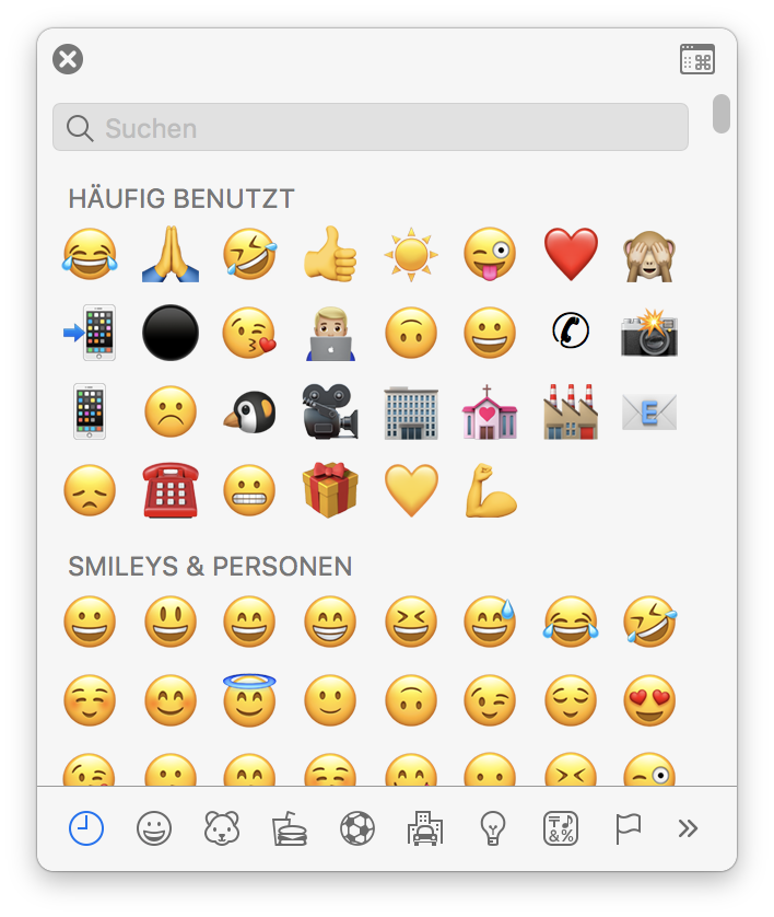 Emoji Menu aufrufen mit ctrl + cmd + Leertaste