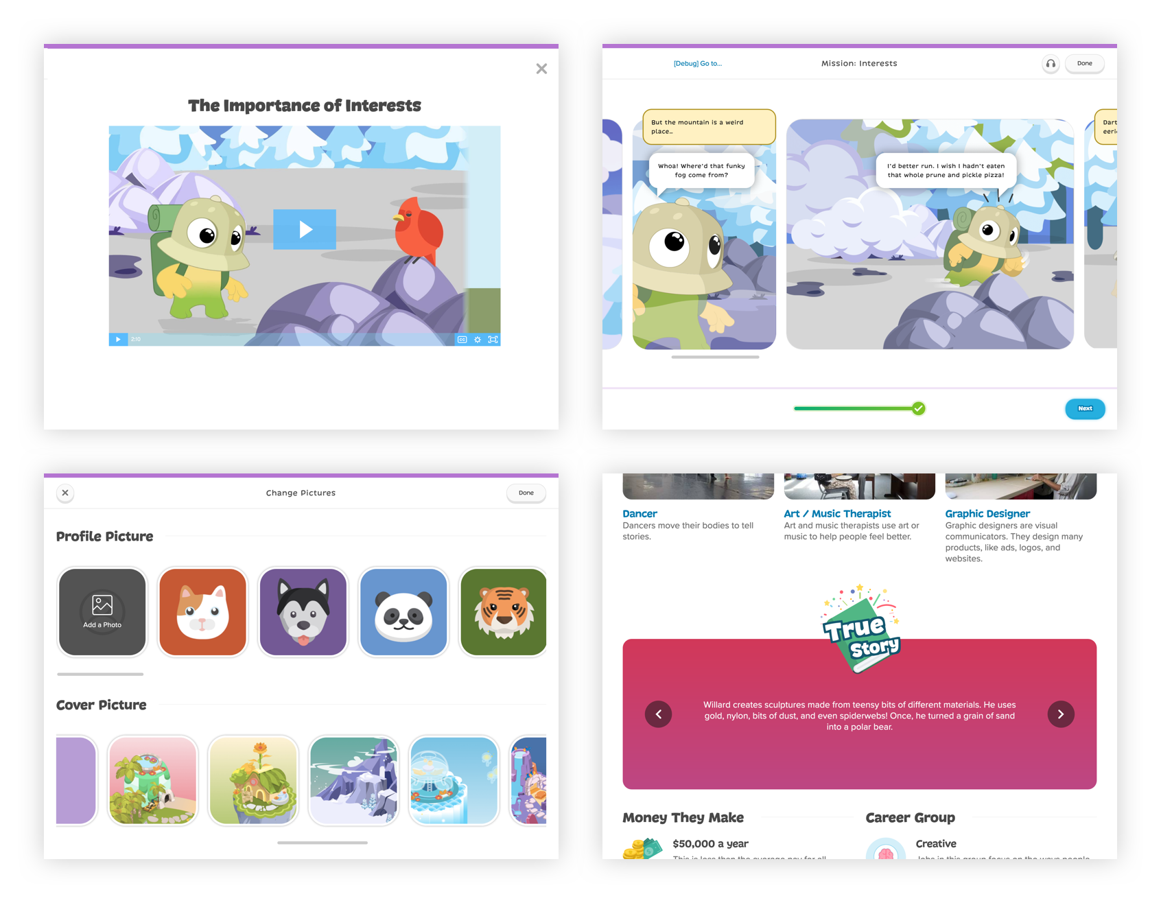 Image of video animation with comic stories and fun avatars and playful backgrounds for customization.