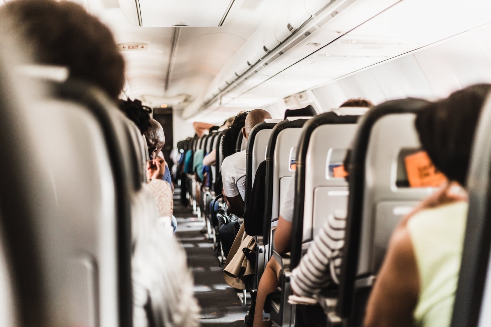 view of aisle on an airplane before takeoff