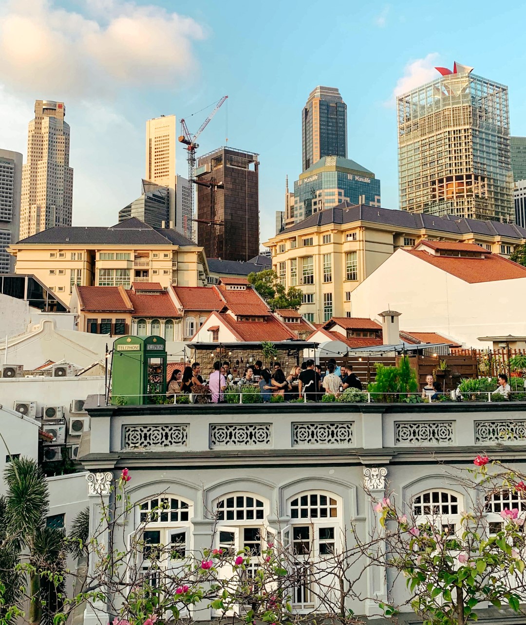 a view of the skyline in Singapore