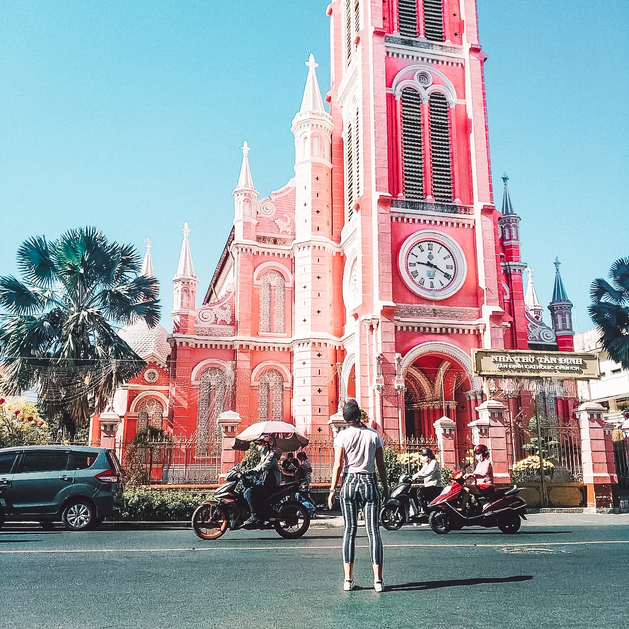 the famous pink church, Tan Dinh, in District 3, Ho Chi Minh City, Vietnam