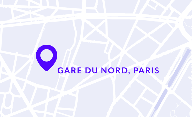 Map of Paris, zoomed on Gare Du Nord
