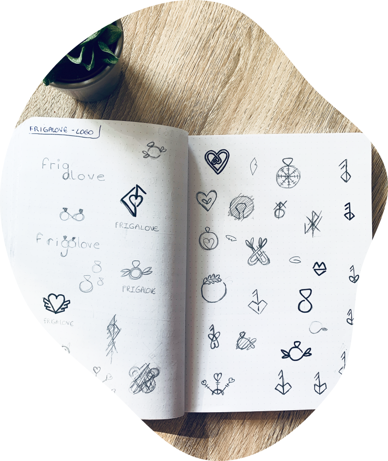 Photo de mon carnet de croquis de logo