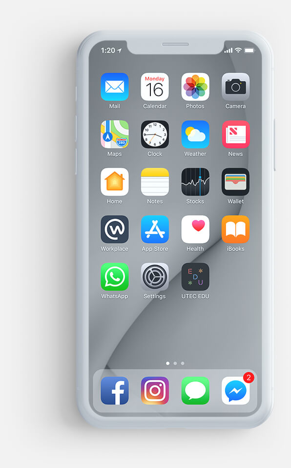UTEC'S web link attached to a mobile home screen