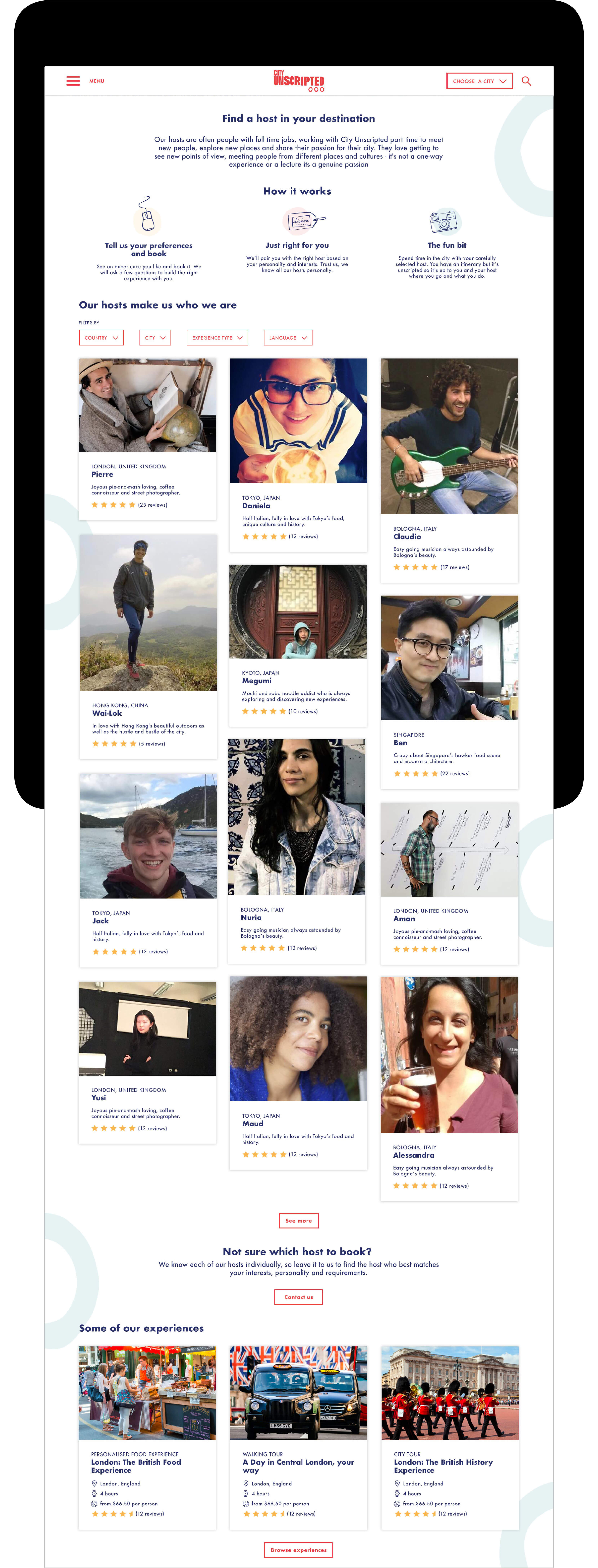 City Unscripted host landing page