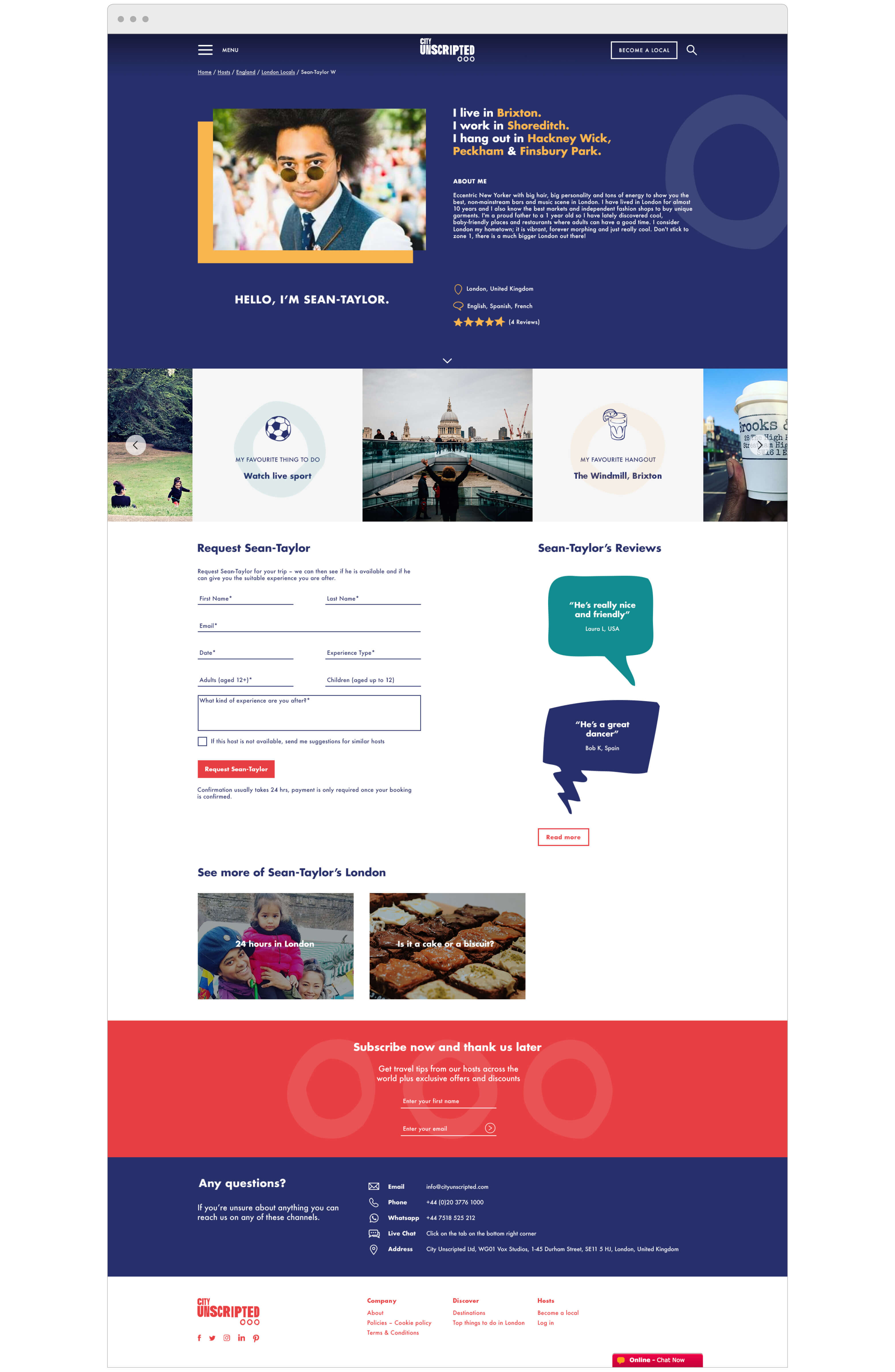 City Unscripted host profile page